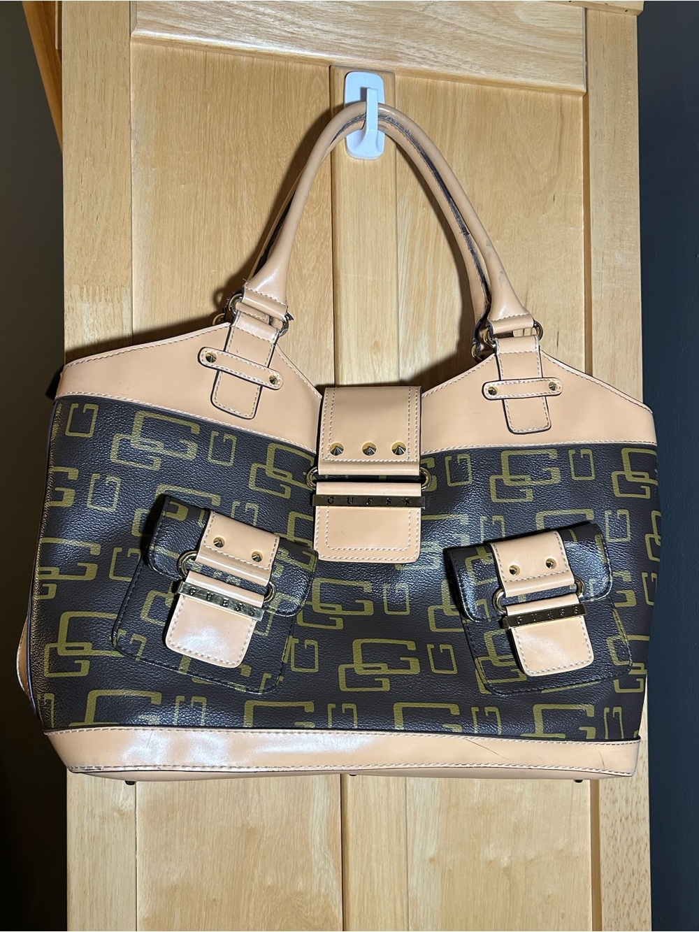 Y2K GUESS Logo World Satchel Bag